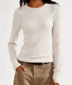 Women's Waffle Knit Pullover Shirt Long Sleeve Slim Fit Top