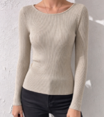 Women's Ribbed Thermal Undershirt Long Sleeve Basic Top