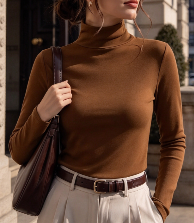 27 Women's Mock Neck Thermal Shirt Long Sleeve Casual Top - Image 1