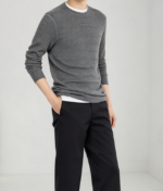 Men's Slim Fit Waffle Knit Thermal Shirt Long Sleeve with Ribbed Trim