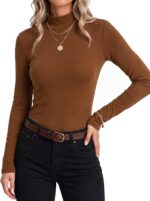 Women's Mock Neck Thermal Shirt Long Sleeve Casual Top - Image 2