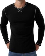 Men's Thermal Underwear Shirt Long Sleeve Wool Base Layer Crewneck Top - Image 2