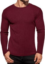 Men's Ribbed Thermal Shirt Long Sleeve Stretch Crewneck Undershirt - Image 2
