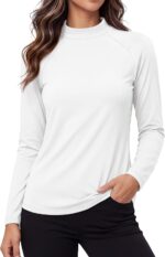 Women's Mock Neck Thermal Shirt Long Sleeve Fleece Lined Top - Image 2