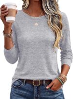 Women's Crewneck Thermal Shirt Long Sleeve Casual Top - Image 2